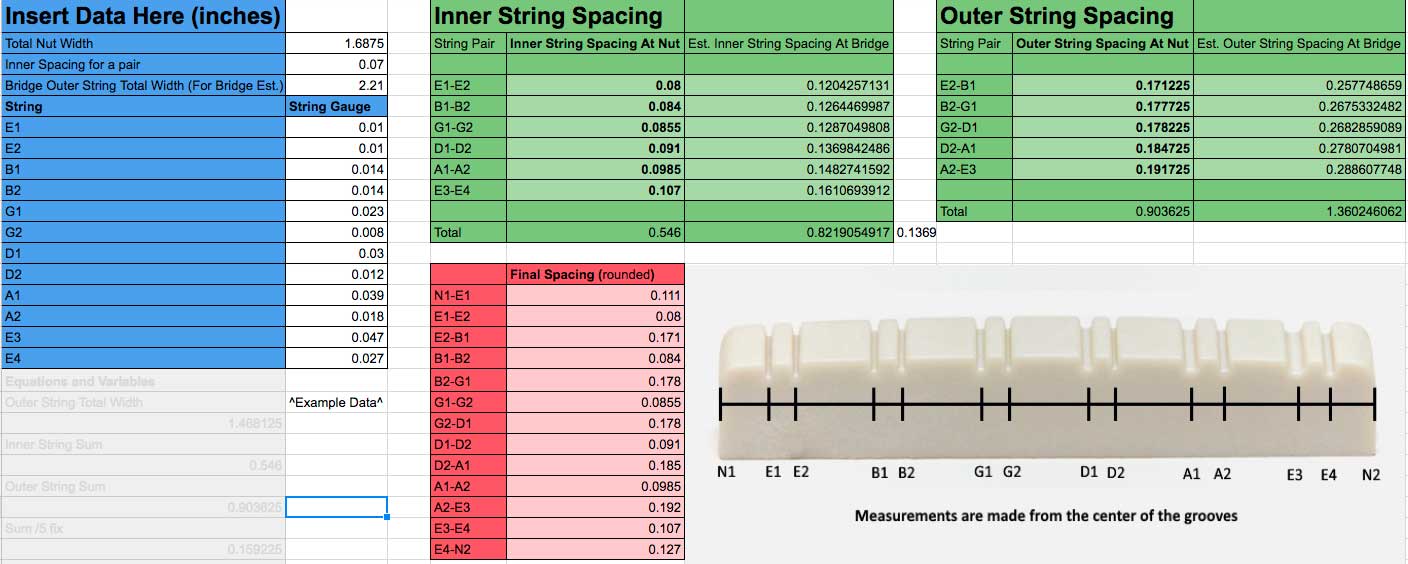 12-string string spacing calculator